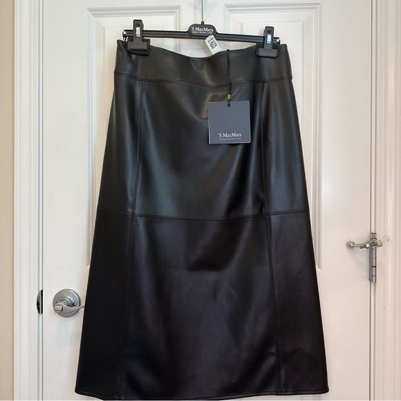 NWT NEW SEASON ‘S MAX MARA ‘RIMINI’ FAUX LEATHER SKIRT BLACK FALL/WINTER/SPRING - Picture 10 of 16